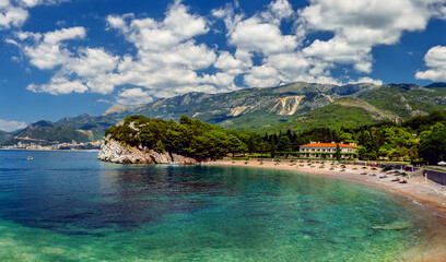  beautiful beach on the Adriatic Sea. Montenegro.