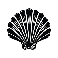 Seashell icon silhouette vector with white background
