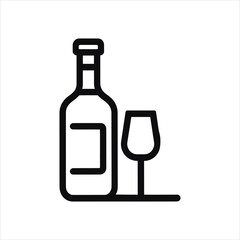 Wine Bottle and Glass Minimalist Line Art, wine glass illustration, wine glass vector