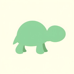 Green Turtle Silhouette on Light Background