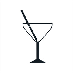 Cocktail Glass with Straw Line Art, cocktail glass illustration, cocktail glass vector