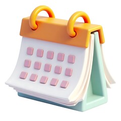 Cute 3D calendar icon pastel colors clean white background simple
