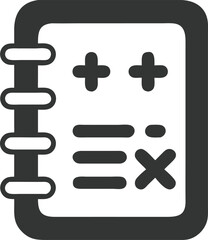 Obraz premium Isolated Gray Notebook Icon with Math Symbols on Transparent Background, Accounting