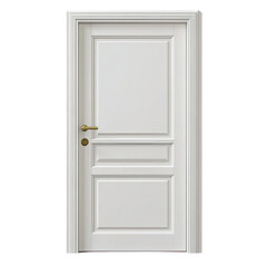 Naklejka premium Elegant white door with intricate design on a white isolated background.