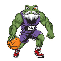 basketball mascot vector illustration frog basketball design