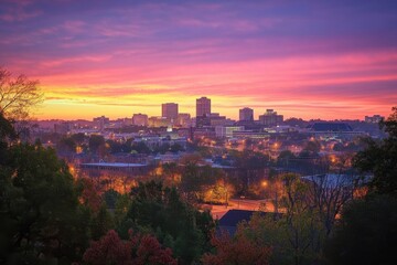 Sunrise Over Downtown Durham, North Carolina: A Vibrant View of America's Business Town Skyline