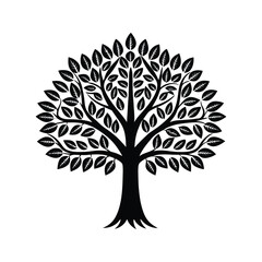Obraz premium Tree with faces icon silhouette vector with white background