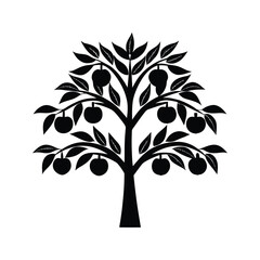 Obraz premium Tree with fruit icon silhouette vector with white background