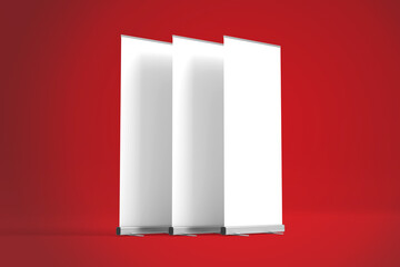 3D illustration. Roll-up banner mockup isolated