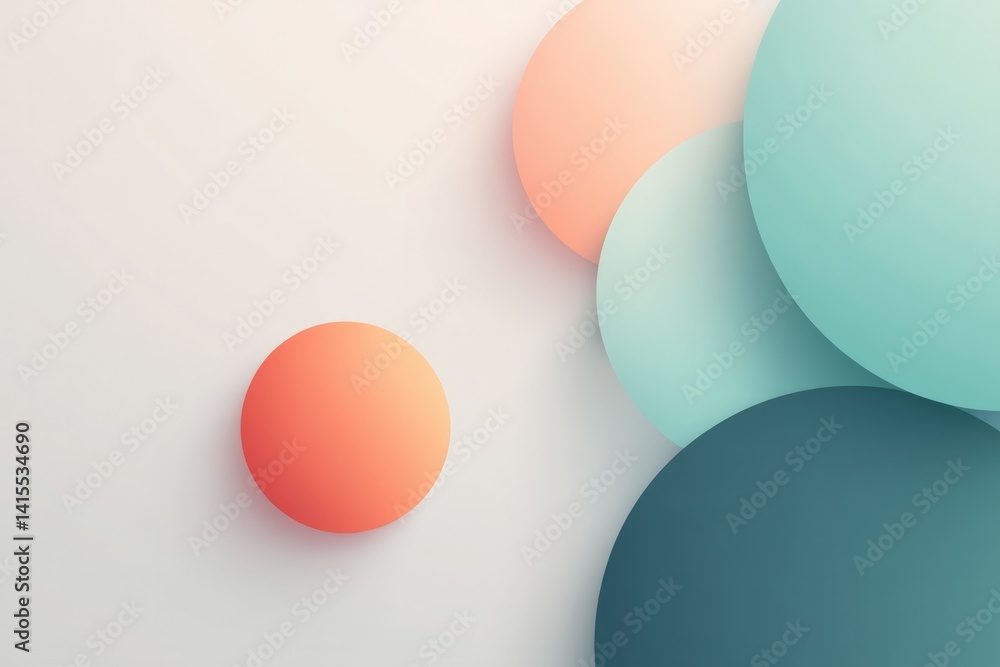 Poster minimalistic abstract design showcasing random geometric shapes on plain neutral background