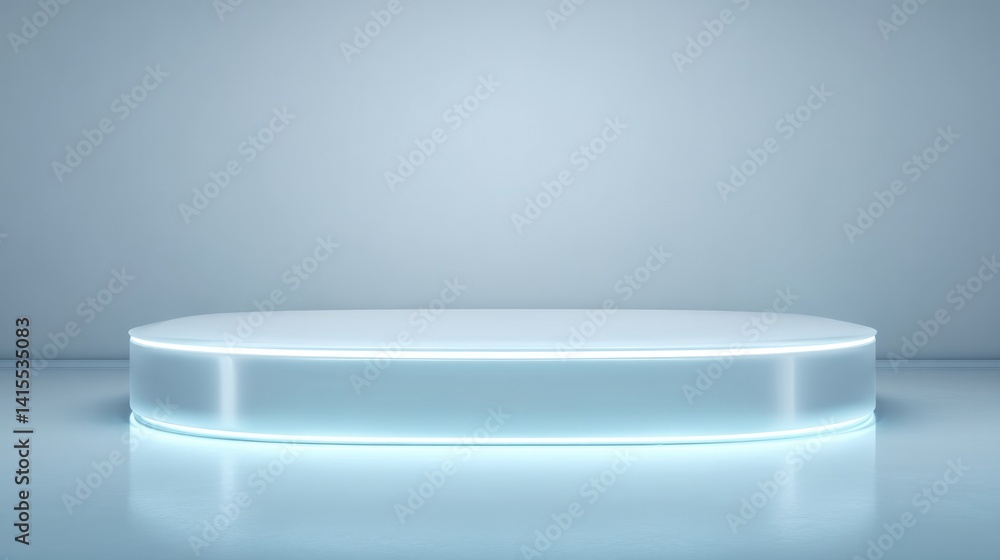 Poster sleek futuristic podium in minimalistic setting with ample copy space