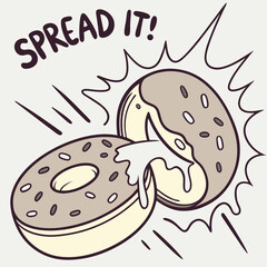 Bagel with Cream Cheese and “SPREAD IT!” Text