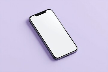 sleek smartphone lies on monochrome table surface with blank screen ideal for social media mockup