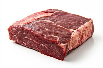 Fototapeta premium Fresh Beef Brisket Isolated on Crisp White Background for Butcher's Showcase