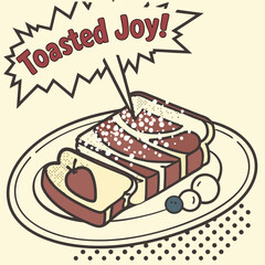 French Toast with Powdered Sugar in Comic Style