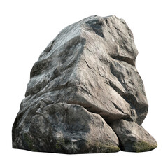 A large, textured rock formation on a white isolated background, showcasing natural beauty and ruggedness.