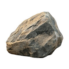 A large, textured rock on a white isolate background, showcasing nature's rugged beauty.