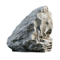 A large, textured rock on a white isolated background, showcasing natural beauty and ruggedness.