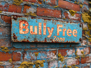 A sign indicating a "Bully Free Zone" for awareness