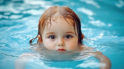 Child in Peril: Scene of a Young Girl in a Pool Facing Danger Alone - Summer Fun Turned Risky