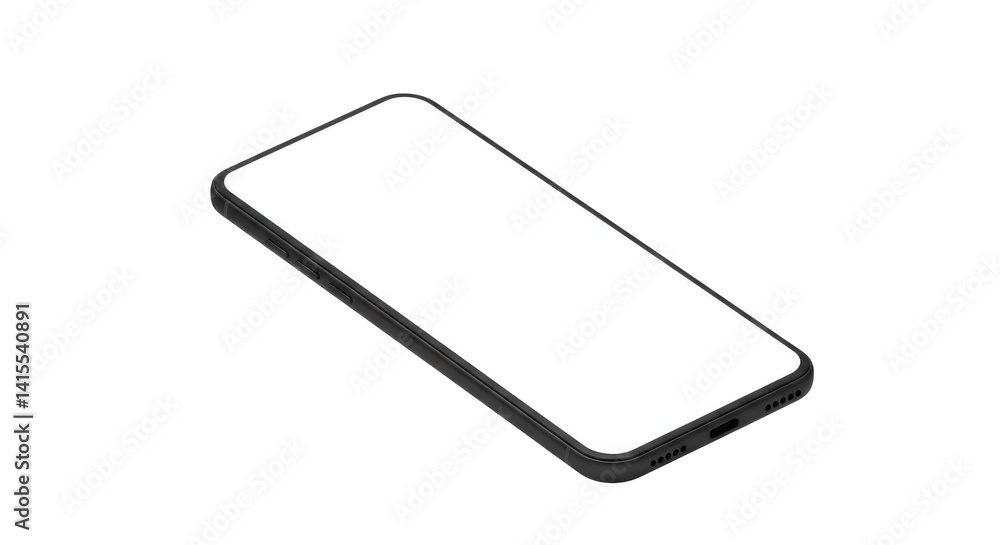 Poster isolated smartphone with a blank white screen against a black background in a studio setting