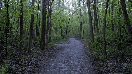 Fototapeta premium Forest Path With Lush Green Trees