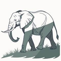 Fototapeta premium Minimalist elephant illustration, geometric shapes