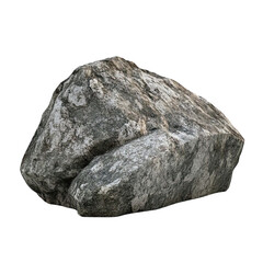 A rugged stone with textured surface, isolated on a white background.