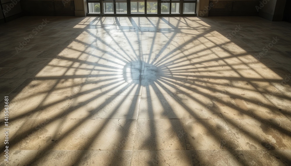 Poster dynamic shadow patterns cast on floor contemporary space artistic photography indoor environment clo