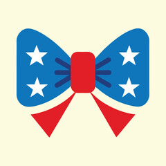 Memorial Day Bow Tie Icon – Vector Art Illustration and Patriotic Design