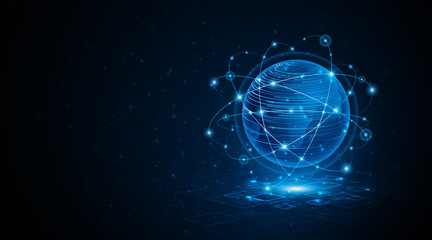 Global connection network background. World map. High-speed internet technology concept or fast wireless data transmission. modern internet network connection technology background	