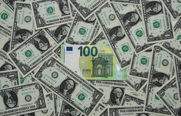 Money dollars vs euro. Saving finance in currency USD or euro. Dollars vs euro. Saving money...