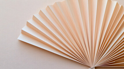 Beige Paper Fan Closeup On Light Background
