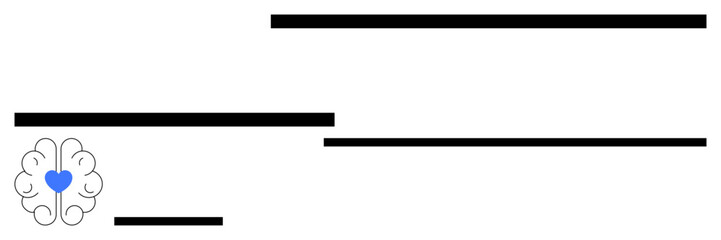 Obraz premium Brain outline with blue heart centerpiece paired with dynamic lines represents ideas, creativity, and emotional intelligence. Ideal for mental health, innovation, wellness, healthcare, learning
