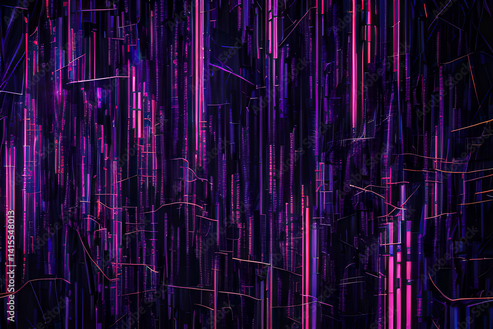 Fototapete a dark violet background with a blue abstract design of connected lines and dots, representing techn