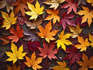 Colorful autumn leaves creating a vibrant and natural vertical background for seasonal concepts. Generated AI