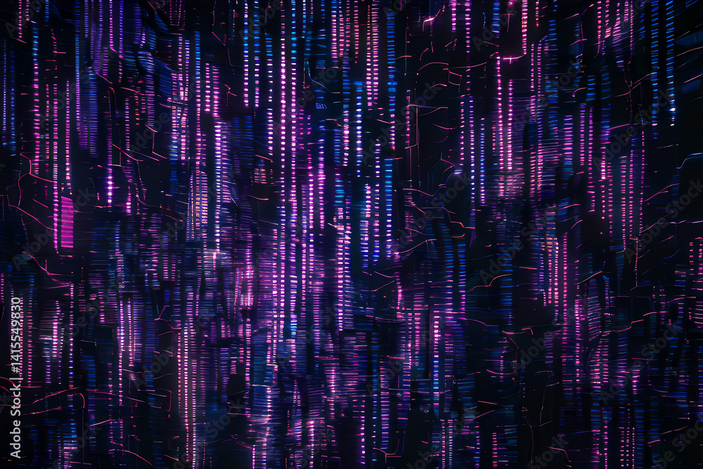 Fototapete a dark violet background with a blue abstract design of connected lines and dots, representing techn