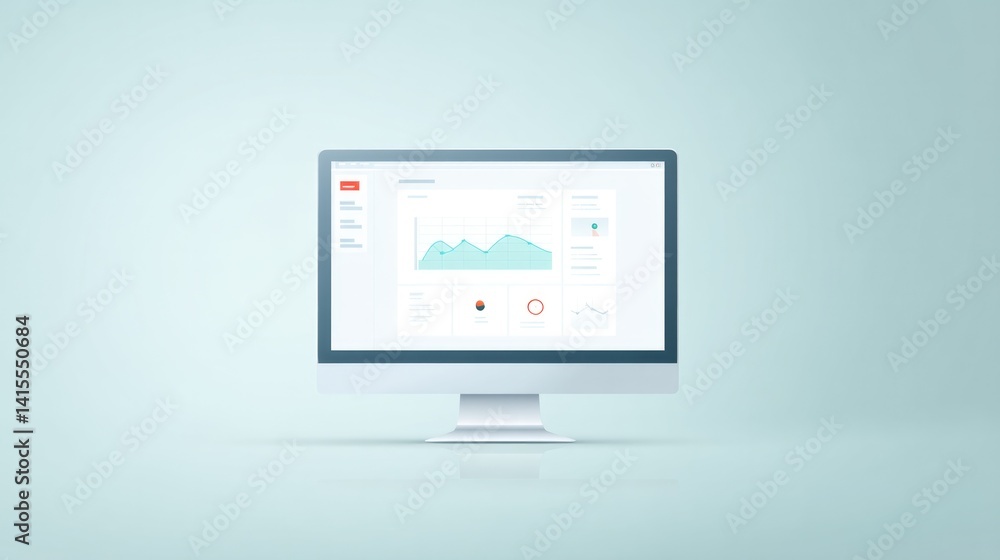 Aufkleber minimalistic setup of digital device displaying monitoring software surrounded by ample copy space
