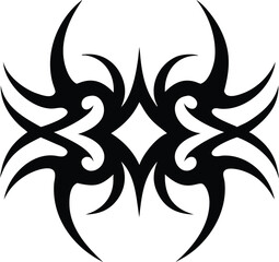 Symmetrical Tribal Tattoo Design Black Ink Abstract Art Graphic