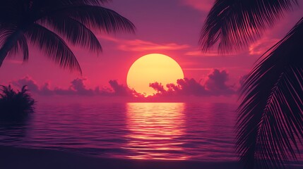 Beautiful sunset on the horizon with colorful sky and ocean high resolution picture