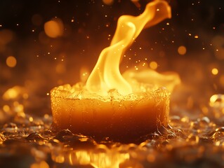 Candle Holder Tips Over, Spilling Wax and Flames Onto the Surface