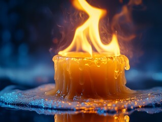 Candle Holder Falls While Releasing Flames and Wax Droplet