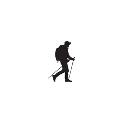 Fototapeta premium Backpacker Silhouette, hiking