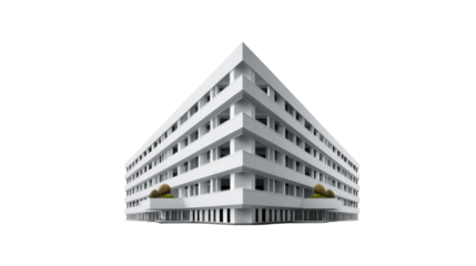 Modern White Building: A striking architectural rendering of a modern white building, showcasing clean lines, geometric precision, and a contemporary aesthetic.