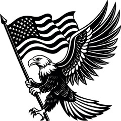 Bald Eagle Holding American Flag in Talons – Powerful Patriotic Vector Design