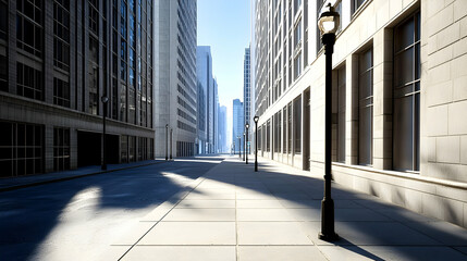 Fototapeta premium Empty City Street Perspective At Daylight