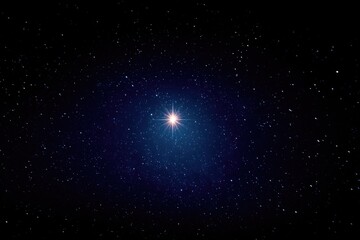 capture vastness of cosmos with minimalistic view of single distant star against void-like black sky