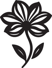 Drawing Flower Black Silhouette Vector, Hand-Drawn Floral Art & Minimal Clipart