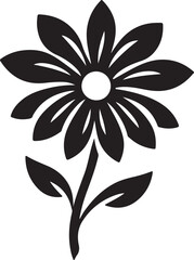 Drawing Flower Black Silhouette Vector, Hand-Drawn Floral Art & Minimal Clipart