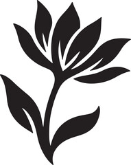 Drawing Flower Black Silhouette Vector, Hand-Drawn Floral Art & Minimal Clipart